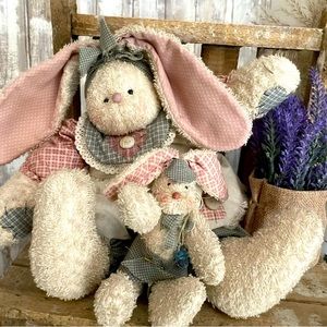 Handmade VTG ~Mamma & Baby~ Bunny Rabbit Cloth DOLLS NEW!